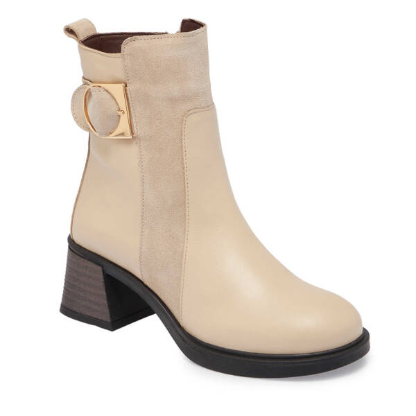 Bej Deri Kadın Casual Bot - K24K1BT67561-U49 - 1