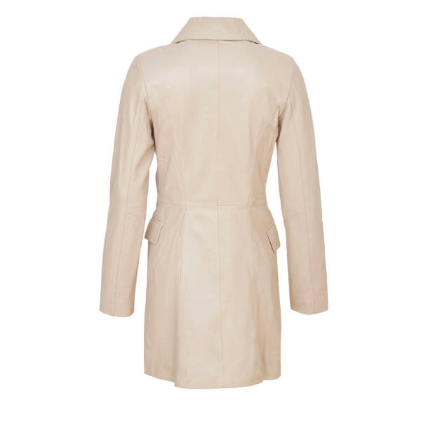 Bej Hakiki Deri Kadın Deri Trençkot - K24KDM320450-Q3W - 4