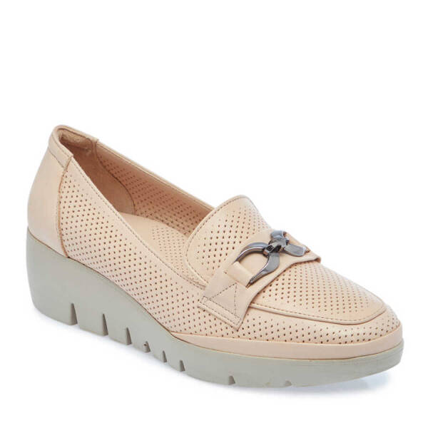 Bej Deri Kadın Dolgu Topuklu Ayakkabı - K24I1AY67105-A25 - 1