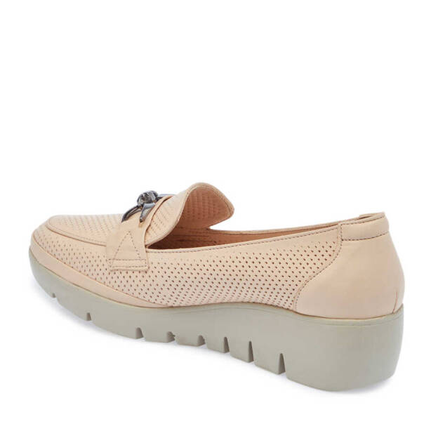 Bej Deri Kadın Dolgu Topuklu Ayakkabı - K24I1AY67105-A25 - 2