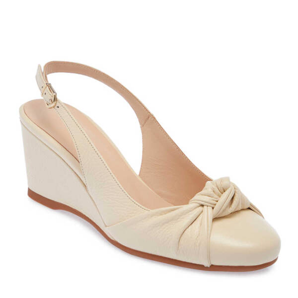 Bej Deri Kadın Dolgu Topuklu Ayakkabı - K24Y1AY67181-A25 - 1