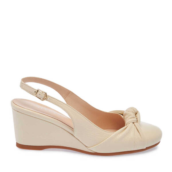 Bej Deri Kadın Dolgu Topuklu Ayakkabı - K24Y1AY67181-A25 - 3