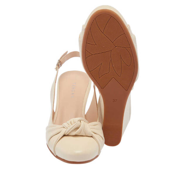 Bej Deri Kadın Dolgu Topuklu Ayakkabı - K24Y1AY67181-A25 - 4