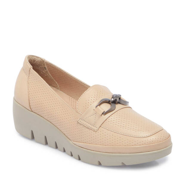 Bej Deri Kadın Dolgu Topuklu Ayakkabı - K25I1AY67845-A25 - Tergan