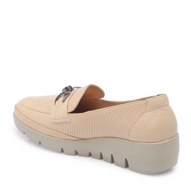 Bej Deri Kadın Dolgu Topuklu Ayakkabı - K25I1AY67845-A25 - Tergan