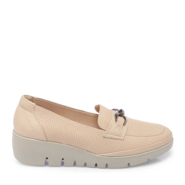 Bej Hakiki Deri Kadın Dolgu Topuklu Ayakkabı - K25I1AY67845-A25 - 3