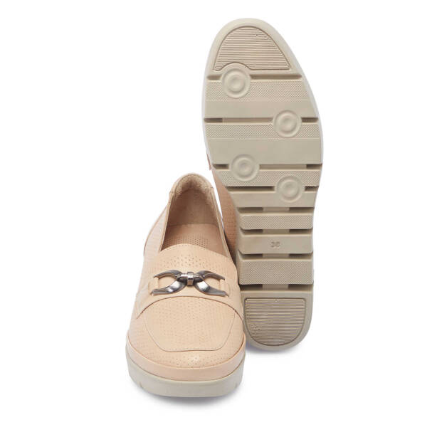 Bej Deri Kadın Dolgu Topuklu Ayakkabı - K25I1AY67845-A25 - Tergan