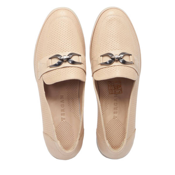 Bej Hakiki Deri Kadın Dolgu Topuklu Ayakkabı - K25I1AY67845-A25 - 5