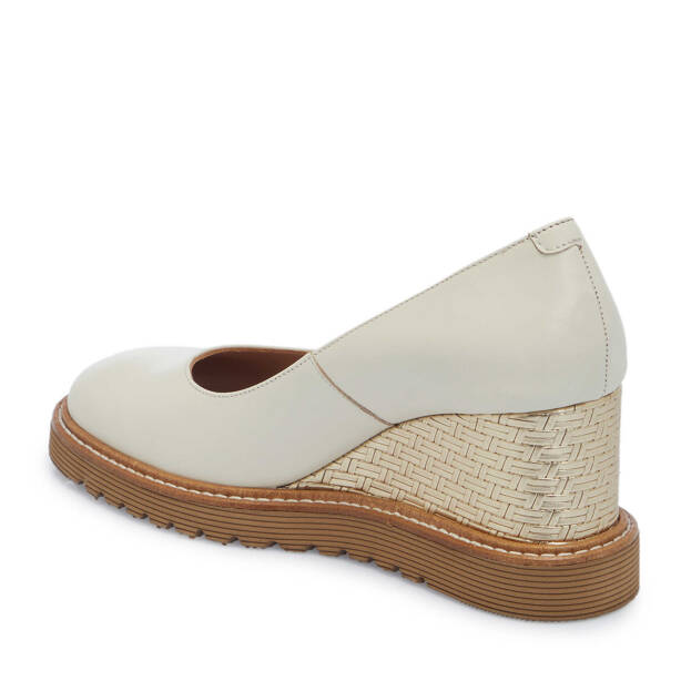 Bej Hakiki Deri Kadın Dolgu Topuklu Ayakkabı - K25I1AY68092-A25 - 3