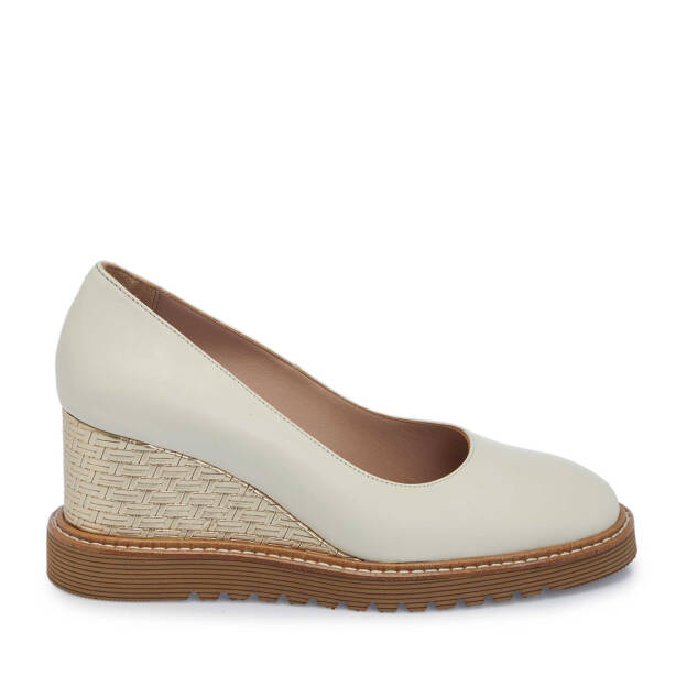 Bej Hakiki Deri Kadın Dolgu Topuklu Ayakkabı - K25I1AY68092-A25 - 1