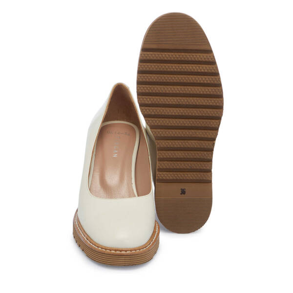 Bej Hakiki Deri Kadın Dolgu Topuklu Ayakkabı - K25I1AY68092-A25 - 4