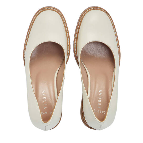 Bej Hakiki Deri Kadın Dolgu Topuklu Ayakkabı - K25I1AY68092-A25 - 5