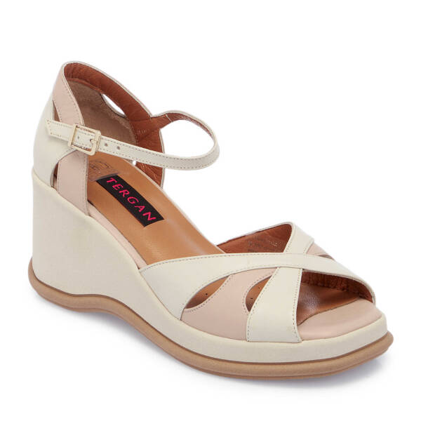 Bej Deri Kadın Dolgu Topuklu Ayakkabı - K25Y1AY67904-A25 - 1