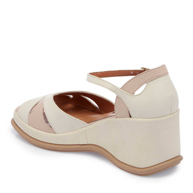 Bej Deri Kadın Dolgu Topuklu Ayakkabı - K25Y1AY67904-A25 - Tergan