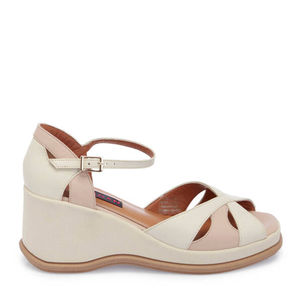 Bej Deri Kadın Dolgu Topuklu Ayakkabı - K25Y1AY67904-A25 - 3