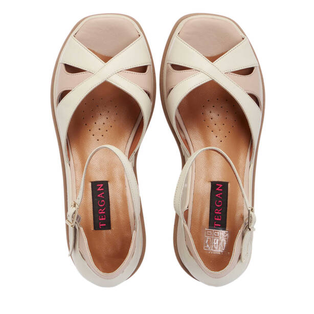 Bej Deri Kadın Dolgu Topuklu Ayakkabı - K25Y1AY67904-A25 - Tergan