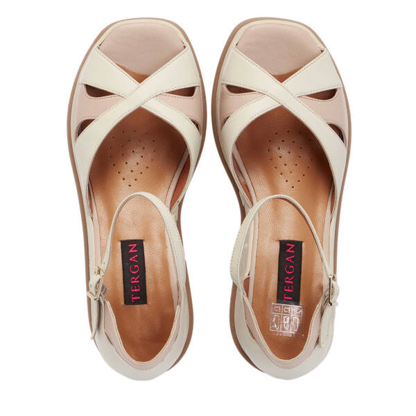 Bej Deri Kadın Dolgu Topuklu Ayakkabı - K25Y1AY67904-A25 - 5