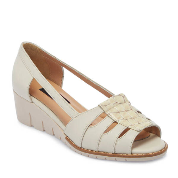 Bej Hakiki Deri Kadın Dolgu Topuklu Ayakkabı - K25Y1AY67906-A25 - 2