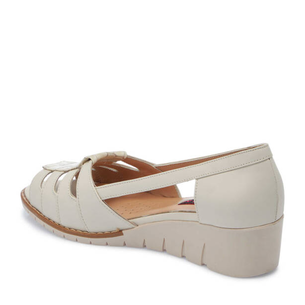 Bej Hakiki Deri Kadın Dolgu Topuklu Ayakkabı - K25Y1AY67906-A25 - 3