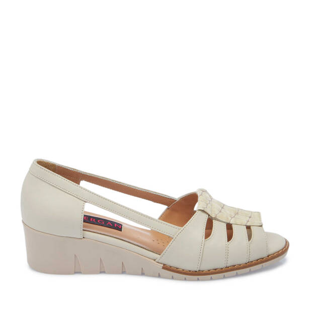 Bej Hakiki Deri Kadın Dolgu Topuklu Ayakkabı - K25Y1AY67906-A25 