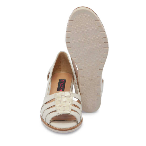 Bej Hakiki Deri Kadın Dolgu Topuklu Ayakkabı - K25Y1AY67906-A25 - 4