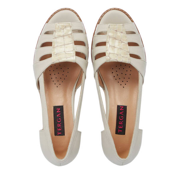 Bej Hakiki Deri Kadın Dolgu Topuklu Ayakkabı - K25Y1AY67906-A25 - 5