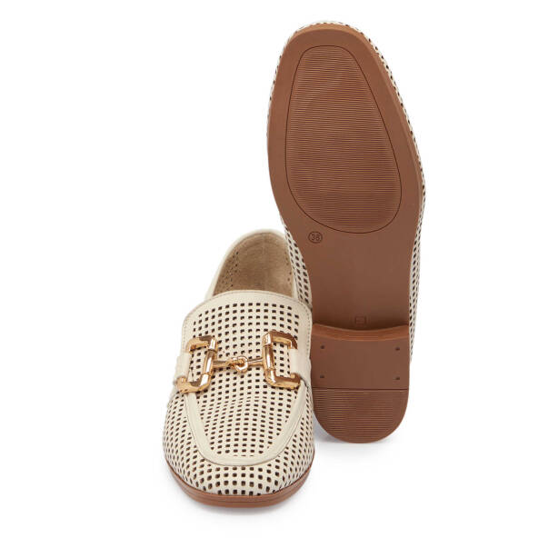 Bej Hakiki Deri Kadın Loafer - K24I1AY67460-U2V - 4