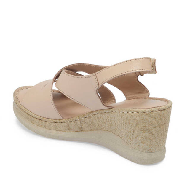 Bej Hakiki Deri Kadın Sandalet - K24Y1SN67149-Q5Q - 3