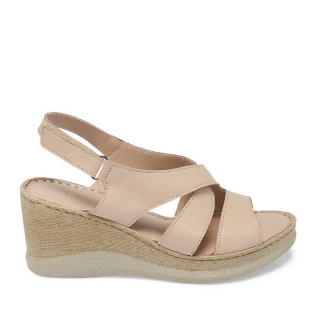 Bej Hakiki Deri Kadın Sandalet - K24Y1SN67149-Q5Q 