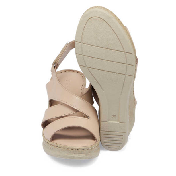 Bej Hakiki Deri Kadın Sandalet - K24Y1SN67149-Q5Q - 4