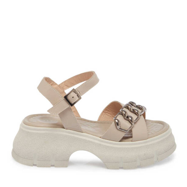 Bej Deri Kadın Sandalet - K24Y1SN67155-S5Y - 3