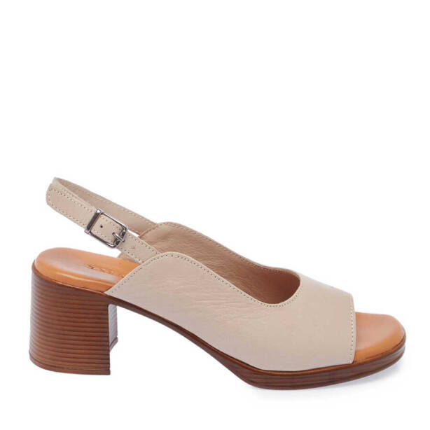 Bej Hakiki Deri Kadın Sandalet - K24Y1SN67257-Q5Q - 1