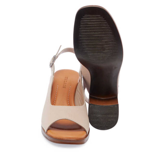 Bej Hakiki Deri Kadın Sandalet - K24Y1SN67257-Q5Q - 4