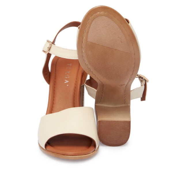Bej Hakiki Deri Kadın Sandalet - K24Y1SN67694-A25 - 4