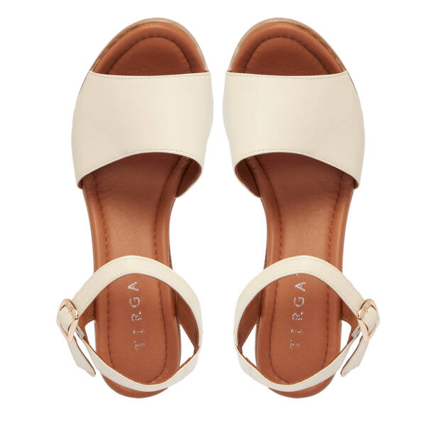 Bej Hakiki Deri Kadın Sandalet - K24Y1SN67694-A25 - 5