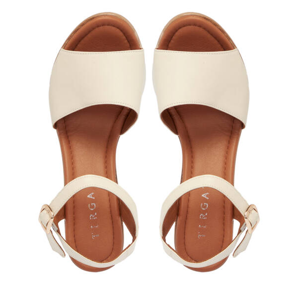 Bej Hakiki Deri Kadın Sandalet - K24Y1SN67694-A25 - 5