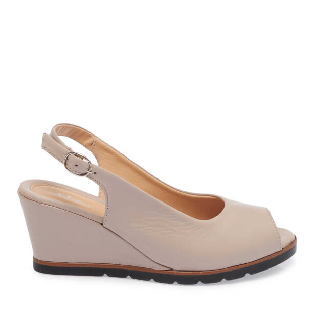 Bej Hakiki Deri Kadın Sandalet - K25Y1SN67754-A59 - 1