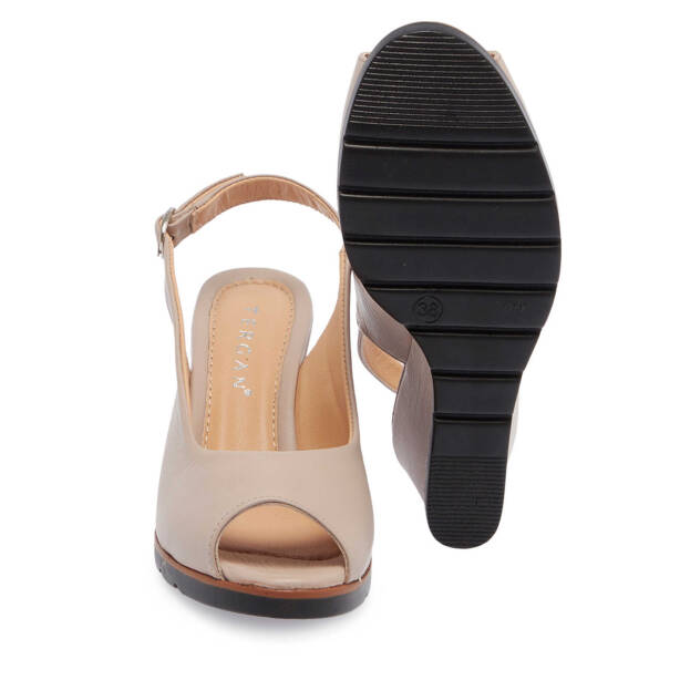 Bej Hakiki Deri Kadın Sandalet - K25Y1SN67754-A59 - 4