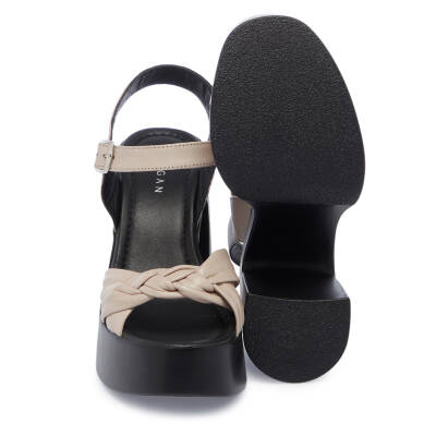 Bej Deri Kadın Sandalet - K25Y1SN67758-A59 - 4