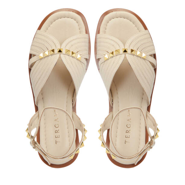 Bej Deri Kadın Sandalet - K25Y1SN67783-A25 - Tergan