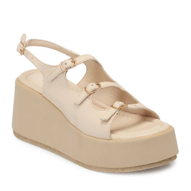 Bej Deri Kadın Sandalet - K25Y1SN67784-A25 - Tergan