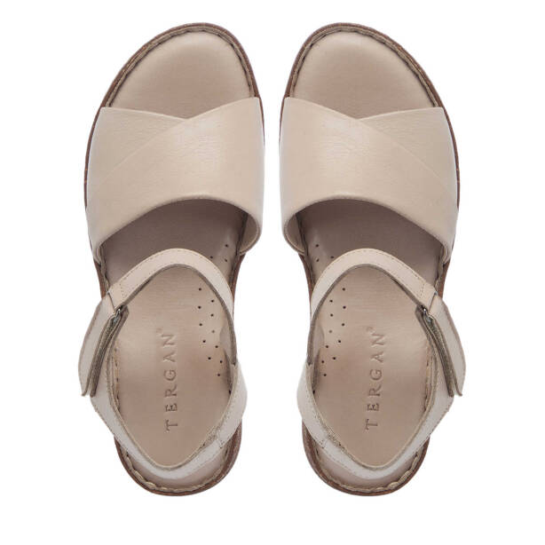 Bej Hakiki Deri Kadın Sandalet - K25Y1SN67837-Q5Q - 5