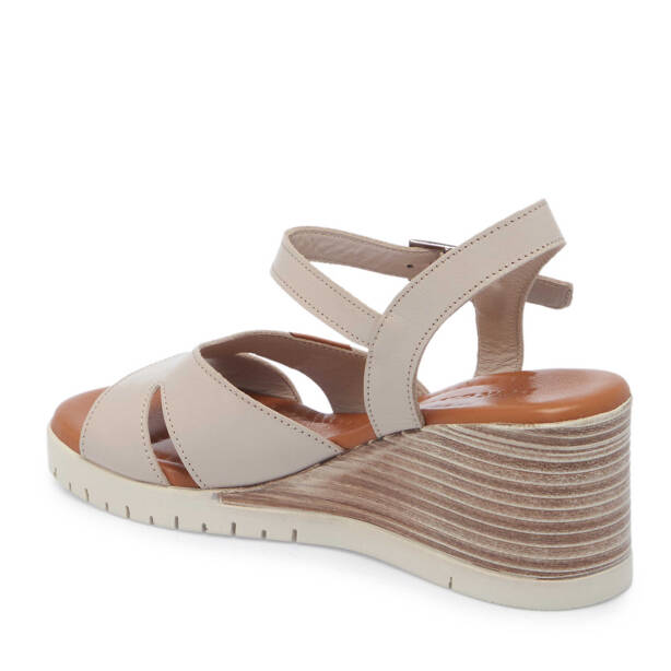 Bej Hakiki Deri Kadın Sandalet - K25Y1SN67867-Q5Q - 3