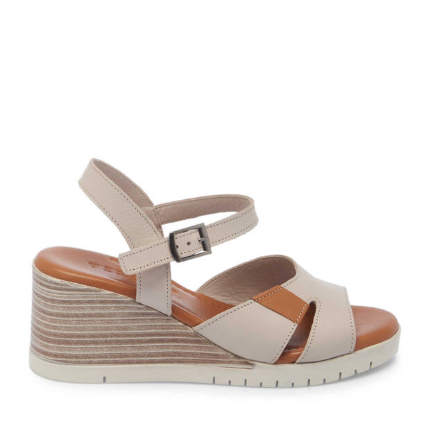 Bej Hakiki Deri Kadın Sandalet - K25Y1SN67867-Q5Q - 1