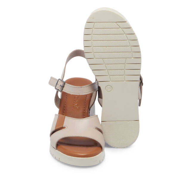 Bej Hakiki Deri Kadın Sandalet - K25Y1SN67867-Q5Q - 4