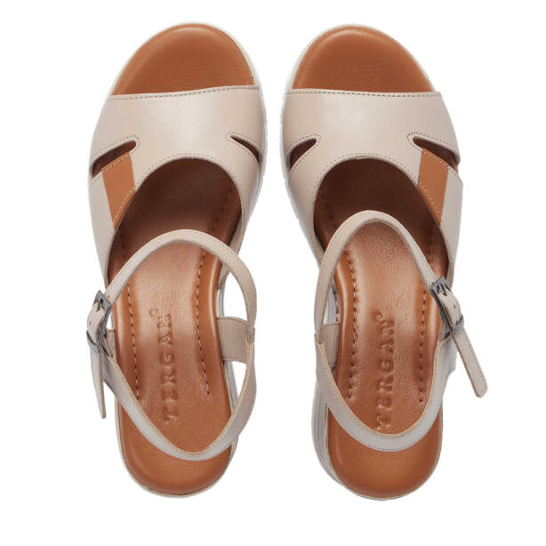 Bej Hakiki Deri Kadın Sandalet - K25Y1SN67867-Q5Q - 5