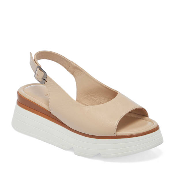 Bej Hakiki Deri Kadın Sandalet - K25Y1SN67882-A25 - 2