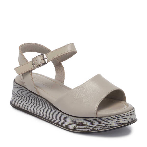 Bej Hakiki Deri Kadın Sandalet - K25Y1SN67926-U6Q - 2