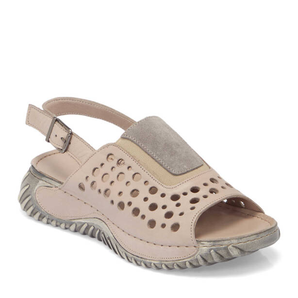 Bej Hakiki Deri Kadın Sandalet - K25Y1SN67929-Q5Q - 2