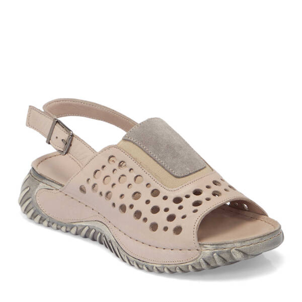 Bej Hakiki Deri Kadın Sandalet - K25Y1SN67929-Q5Q - 2